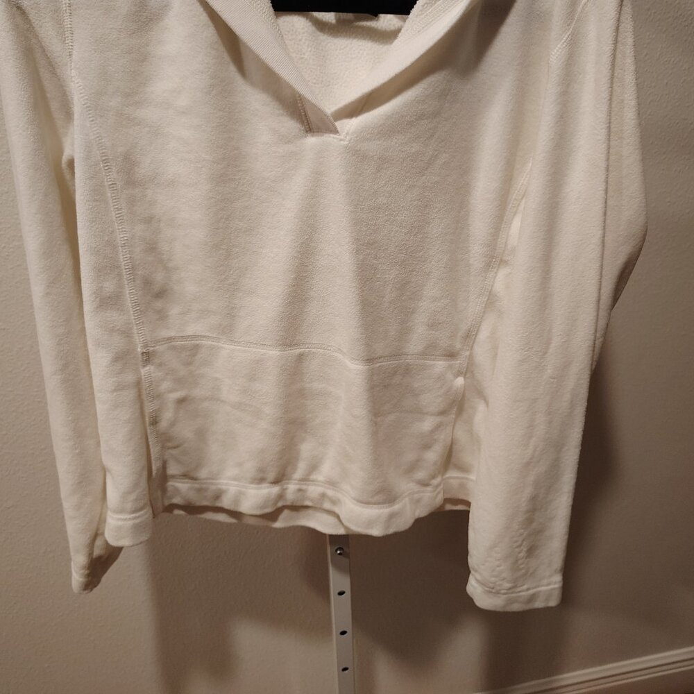 Tek Gear Women's White Fleece Hoodie Size Large Polyester Long Sleeve Pockets - Picture 4 of 11